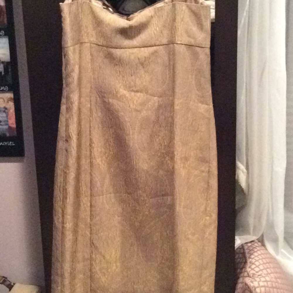Elie Tahari metallic gold dress cocktail party Wedding Size 6 nwt - Picture 8 of 15